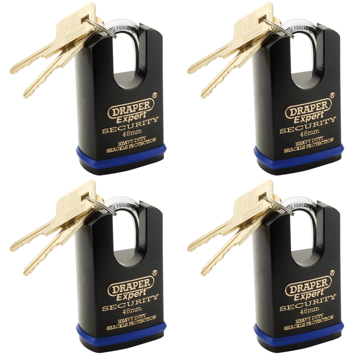 Draper Expert Heavy Duty Padlock and 2 Keys with Shrouded shackle 46-61mm