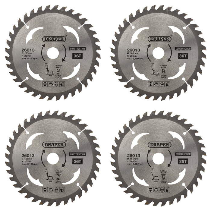 Draper TCT Cordless Construction Circular Saw Blade for Wood &