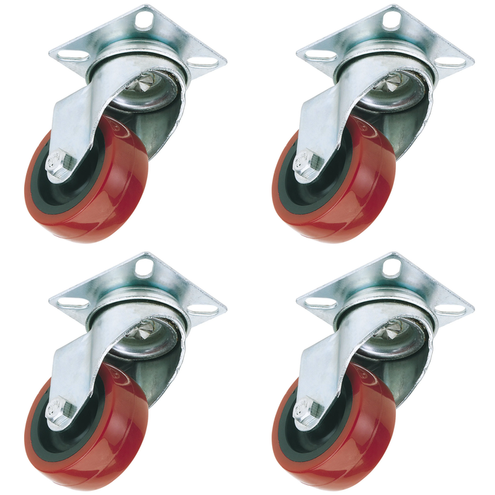 Draper Polyurethane Wheeled Swivel Plate Fixing Castor, 50mm Diameter, S.W.L.