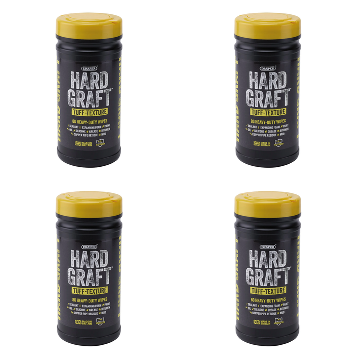 Draper Hard Graft Multipurpose Tuff-Texture Wipes (Tub of 80) - HGW-TU80