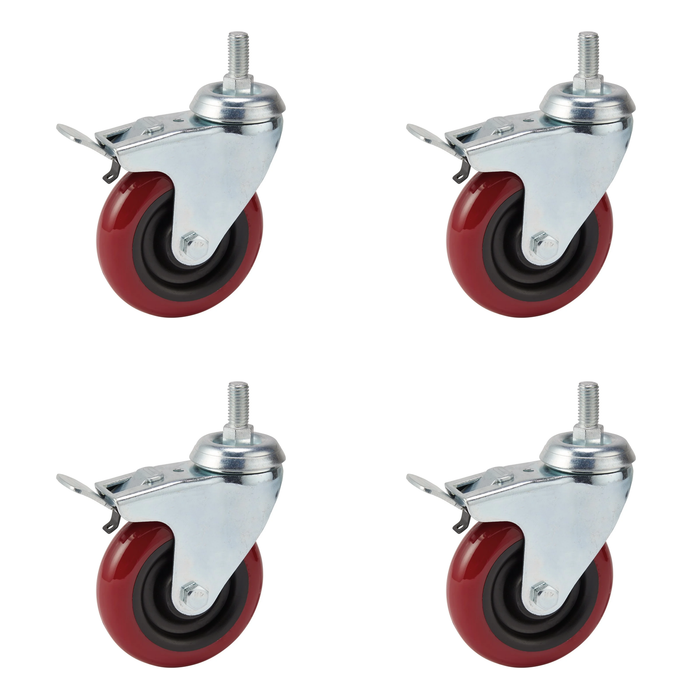 Draper Swivel Bolt Fixing Polyurethane Wheel with Brake, 100mm Diameter, S.W.L.