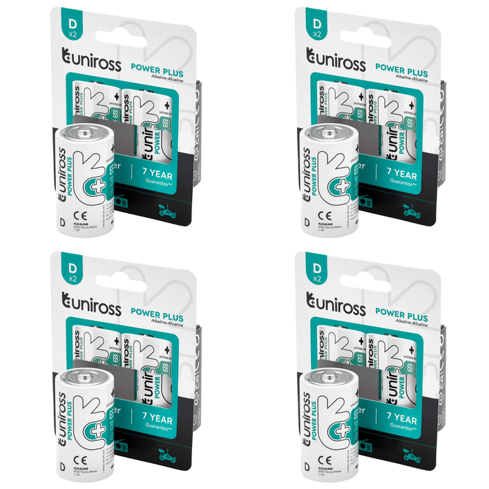 6 Piece Uniross LR20 D Power Plus Alkaline Batteries (Pack of 2) - UPPDPK2