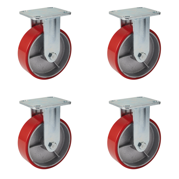 Draper Fixed Plate Fixing Heavy Duty Polyurethane Wheel, 160mm Diameter, S.W.L.