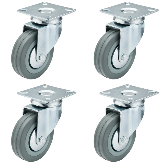 Draper Swivel Plate Fixing Rubber Castor, 75mm Diameter, S.W.L. 70kg - 60275P