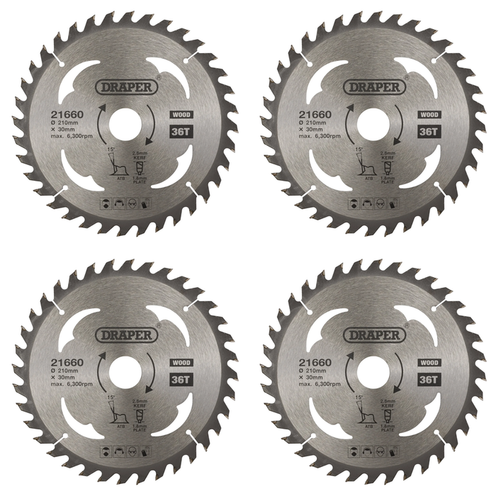 Draper TCT Circular Saw Blade for Wood, 210 x 30mm, 36T - SBW8
