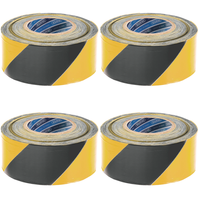Draper Barrier Tape Roll, 500m x 75mm, Black and Yellow - TP-BAR