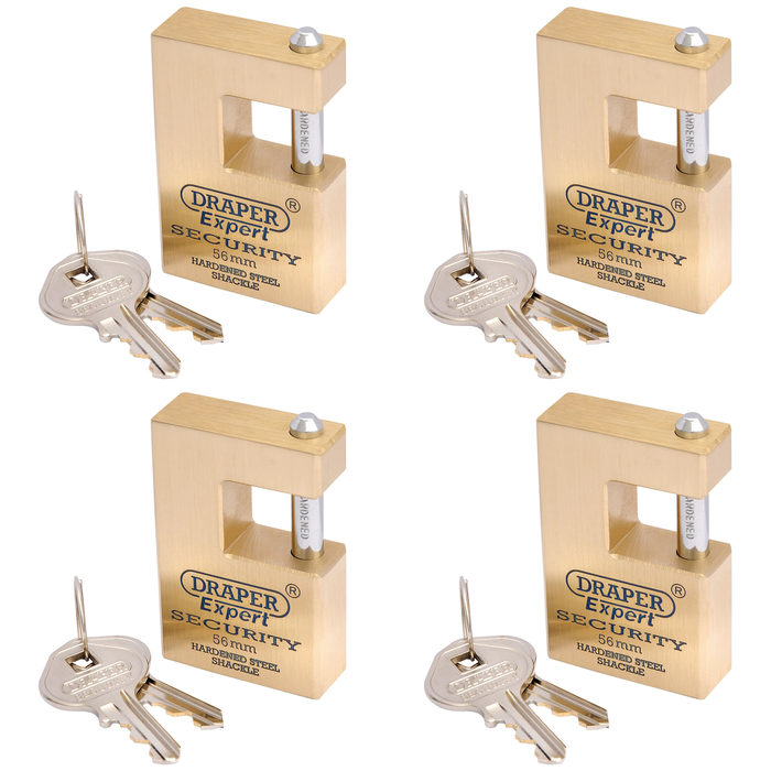 Draper Expert Close Shackle Solid Brass Padlock with Hardened Steel