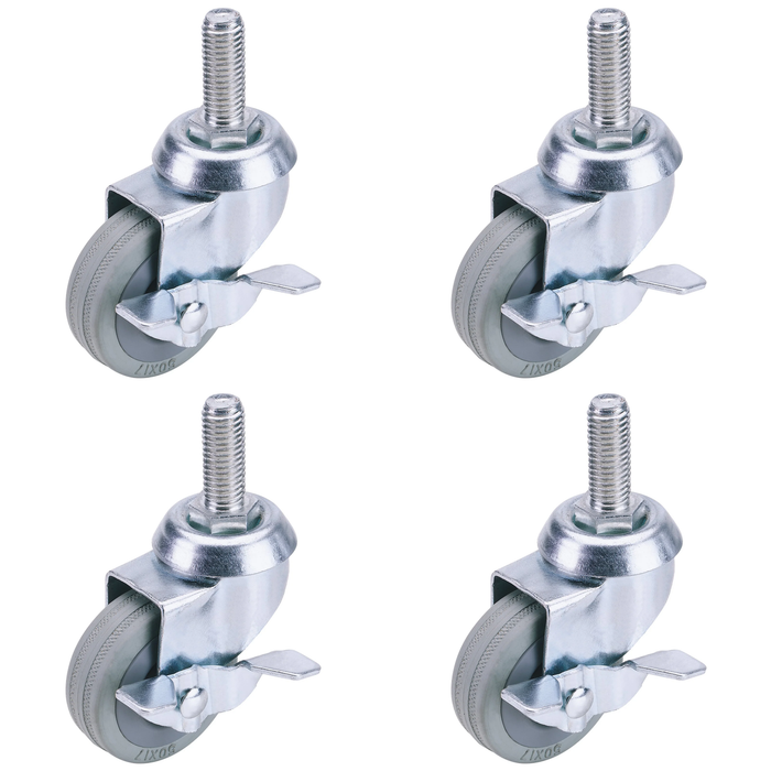Draper Swivel Bolt Fixing Rubber Castor with Brake, 50mm Diameter, S.W.L. 50kg