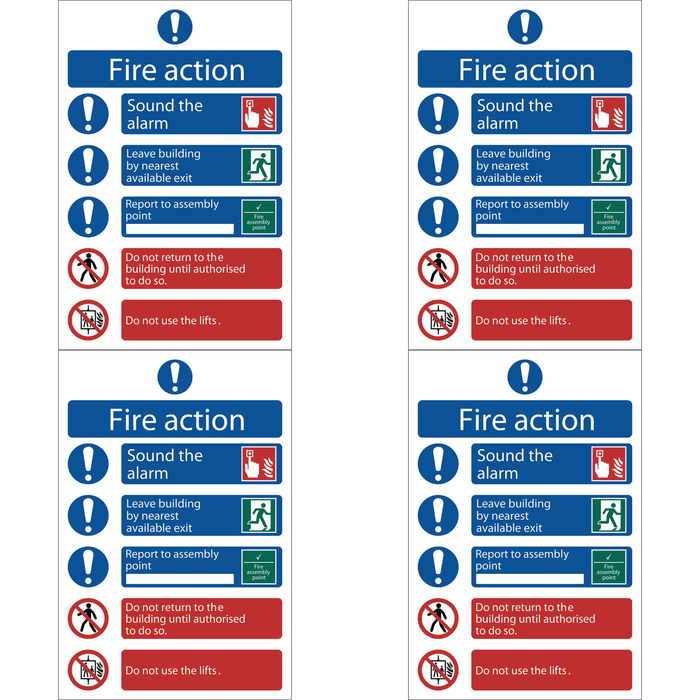 Draper Fire Action Procedure' Mandatory Sign, 200 x 300mm, Design 2 - SS11