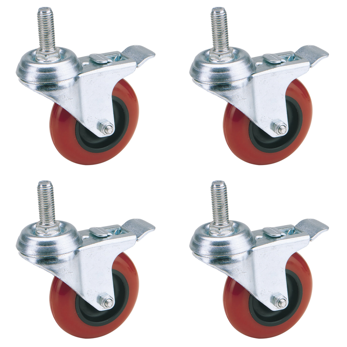 Draper Swivel Bolt Fixing Polyurethane Wheel with Brake, 75mm Diameter, S.W.L.