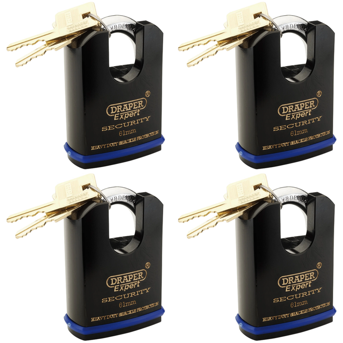 Draper Expert Heavy Duty Padlock and 2 Keys with Shrouded shackle 46-61mm