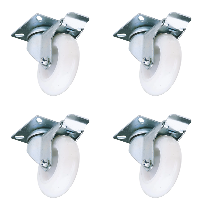 Draper Swivel Plate Fixing Nylon Wheel with Brake, 75mm Diameter, S.W.L. 70kg