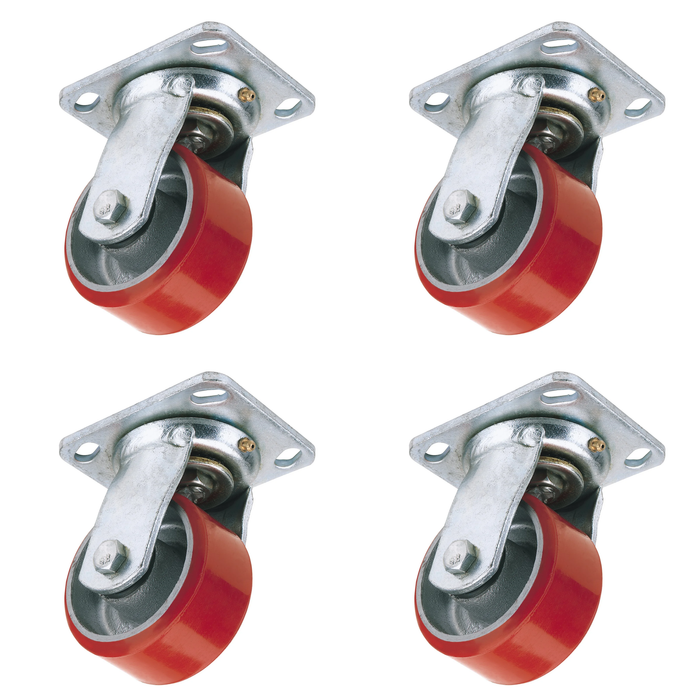 Draper Swivel Plate Fixing Heavy Duty Polyurethane Wheel, 125mm Diameter, S.W.L.