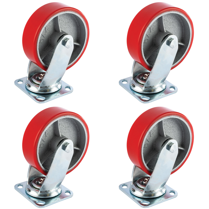 Draper Swivel Plate Fixing Heavy Duty Polyurethane Wheel, 160mm Diameter, S.W.L.