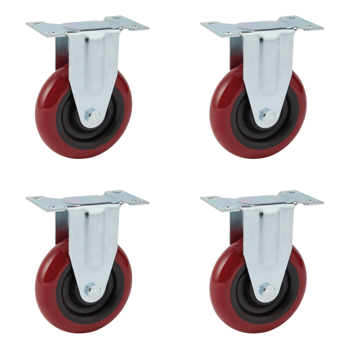 Draper Fixed Plate Fixing Polyurethane Wheel, 100mm Diameter, S.W.L. 125kg
