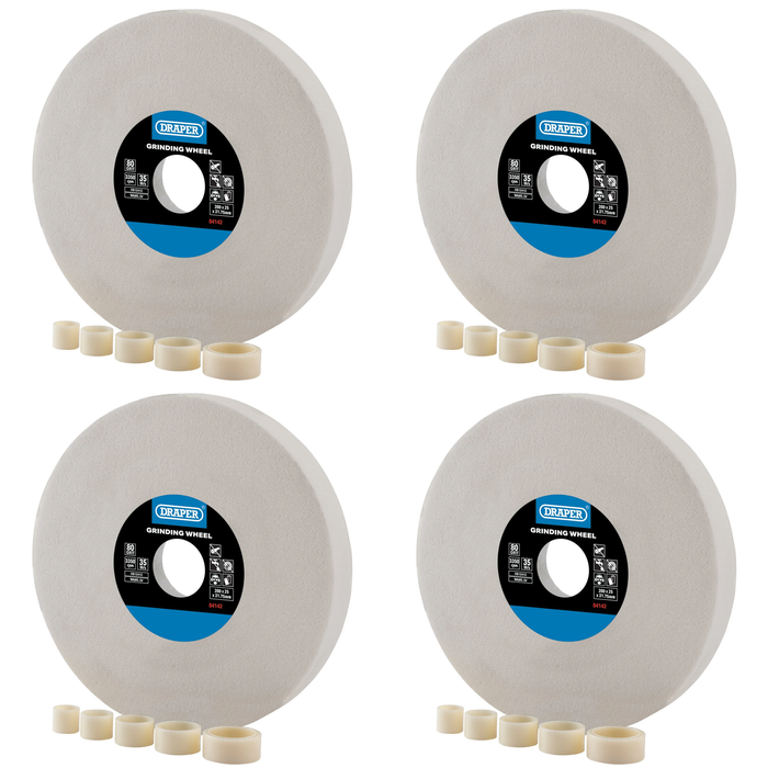 Draper Aluminium Oxide Bench Grinding Wheel, 200 x 25mm, 80G, White - BG20025W