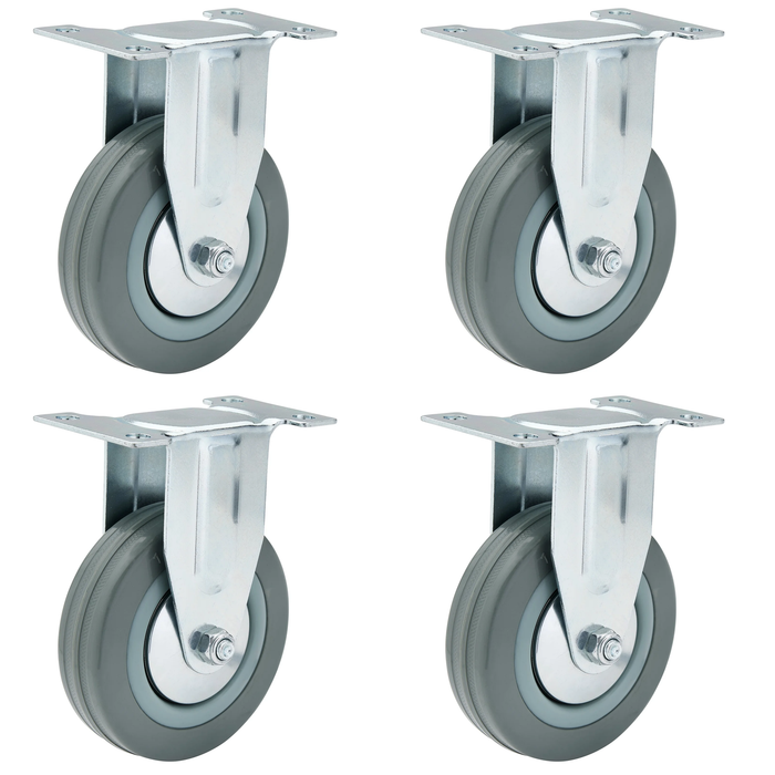 Draper Fixed Plate Fixing Rubber Castor, 100mm Diameter, S.W.L. 80kg - 602100F