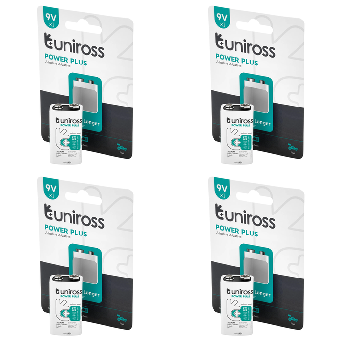 12 Piece Uniross 6LR61 9V Power Plus Alkaline Battery - UPP9PK1