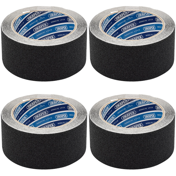 Draper Heavy Duty Safety Grip Tape Roll, 3.7m x 50mm, Black - TP-S/GRIP