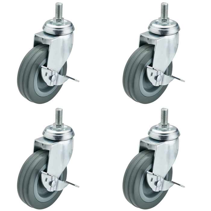 Draper Swivel Bolt Fixing Rubber Castor with Brake, 100mm Diameter, S.W.L. 80kg