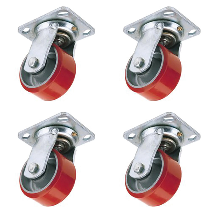 Draper Swivel Plate Fixing Heavy Duty Polyurethane Wheel, 100mm Diameter, S.W.L.