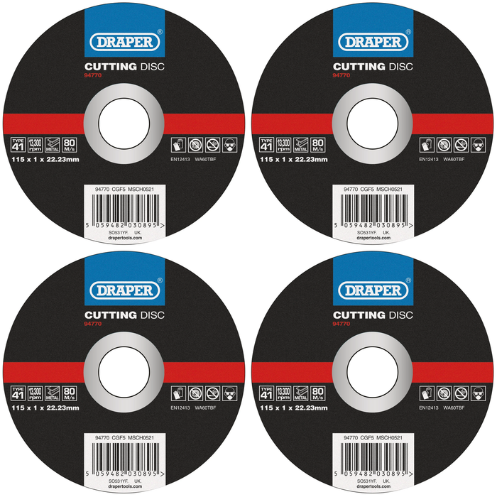 Draper Metal Cutting Disc, 115 x 1 x 22.23mm - CGF5