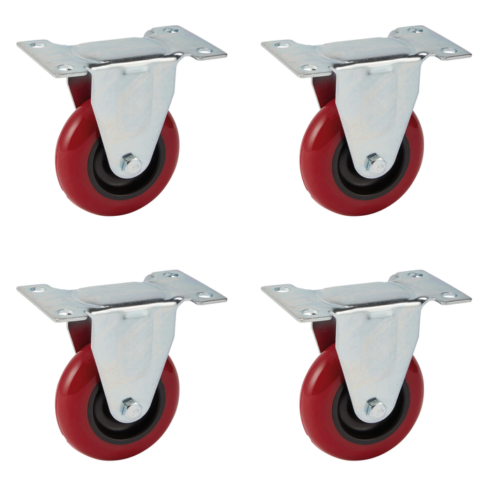 Draper Fixed Plate Fixing Polyurethane Wheel, 75mm Diameter, S.W.L. 100kg