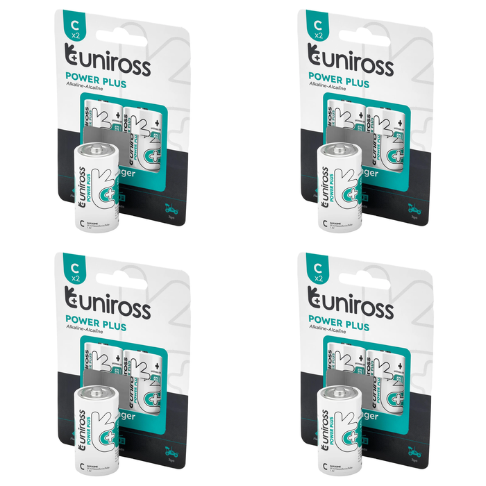 6 Piece Uniross LR14 C Power Plus Alkaline Batteries (Pack of 2) - UPPCPK2