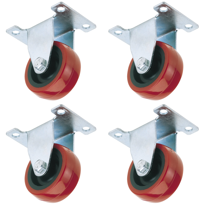 Draper Fixed Plate Fixing Polyurethane Wheel, 50mm Diameter, S.W.L. 75kg