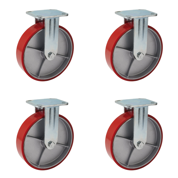 Draper Fixed Plate Fixing Heavy Duty Polyurethane Wheel, 200mm Diameter, S.W.L.