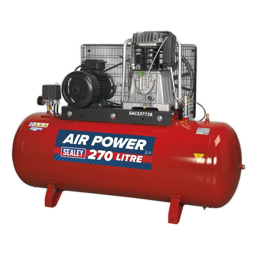 Sealey 270L Belt Drive Air Compressor with Cast Cylinders 7.5hp 3ph 2-Stage Sealey - Town Tools 