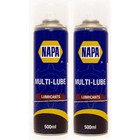 2x NAPA Multi Purpose Lubricant Spray Cleans Protect Rust Penetrating Oil 500ml