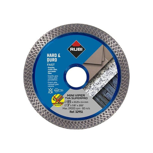 Rubi Tiling Tools TVA 85 SUPERPRO Mini Turbo Viper Diamond Blade 85mm RUBI TILING TOOLS - Town Tools