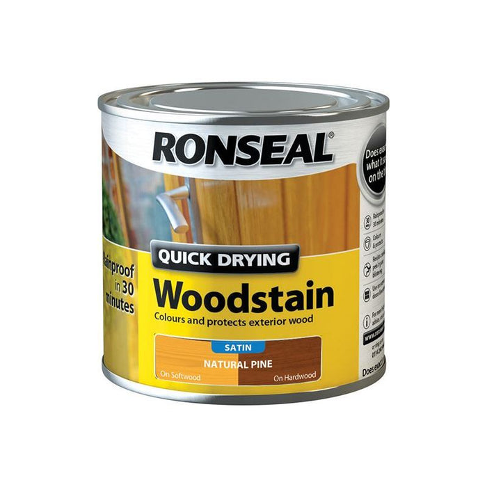 Ronseal Quick Drying Woodstain Satin Natural Pine 250ml Ronseal - Town Tools