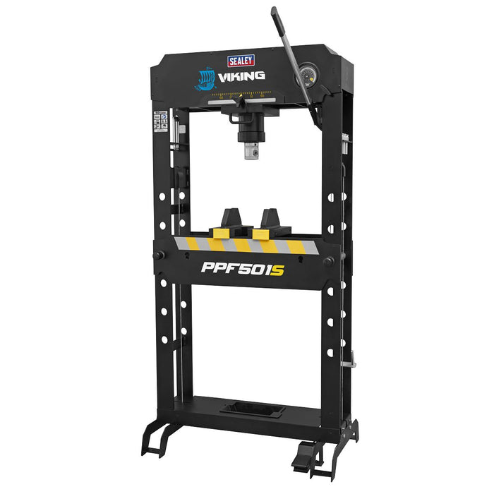 Viking Floor Type Air/Hydraulic Press with Sliding Ram and Foot Pedal 50 Tonne Viking - Town Tools 