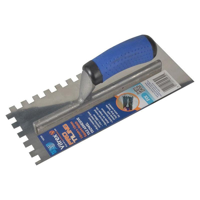 Vitrex Professional Stainless Steel Adhesive Trowel Square Notches 10mm Vitrex - Town Tools