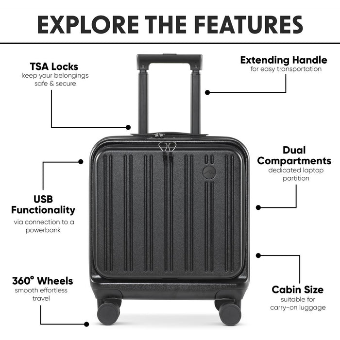 Dellonda Cabin Size Luggage with Laptop Compartments & Dual TSA Lock 18"