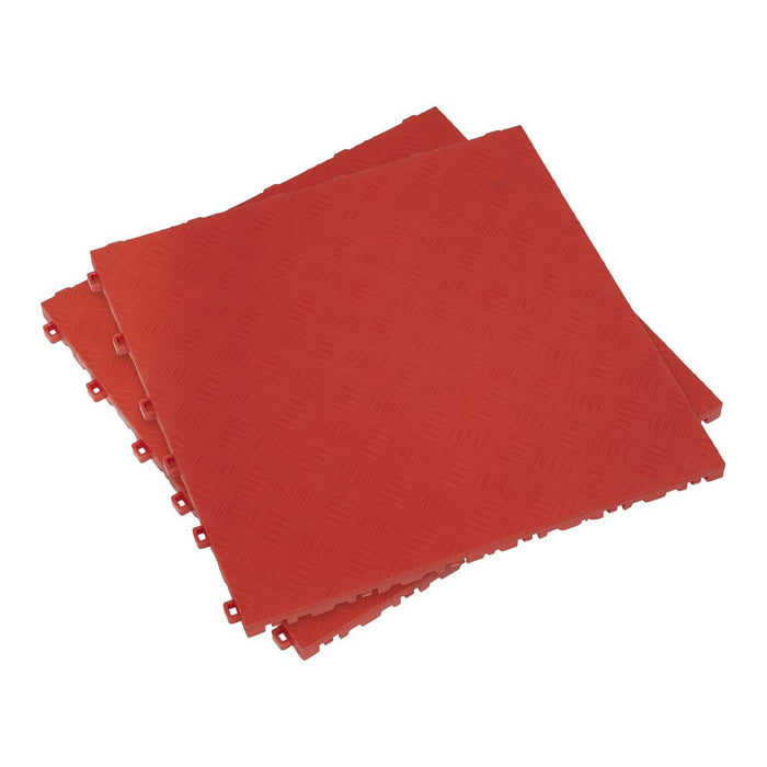 Sealey Polypropylene Floor Tile 400 x 400mm Red Treadplate Pack of 9 FT3R