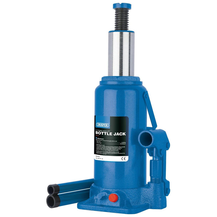 Draper High Lift Hydraulic Bottle Jack, 10 Tonne 13117 Draper - Town Tools 