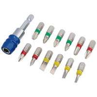 Draper Coloured Screwdriver Bit Set With Magnetic Holder (13 Piece) 82401