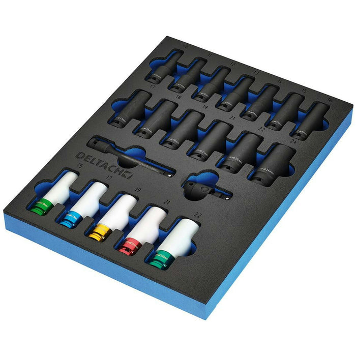Bunker Impact Socket Set in EVA Foam Inlay, 1/2" (20 Piece) - DELTACH-561025