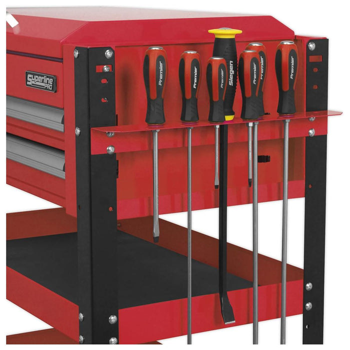 Sealey Heavy-Duty Mobile Tool & Parts Trolley 2 Drawers & Lockable Top Red Sealey - Town Tools 