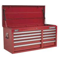 Sealey Topchest 10 Drawer with Ball-Bearing Slides Heavy-Duty Red AP41110