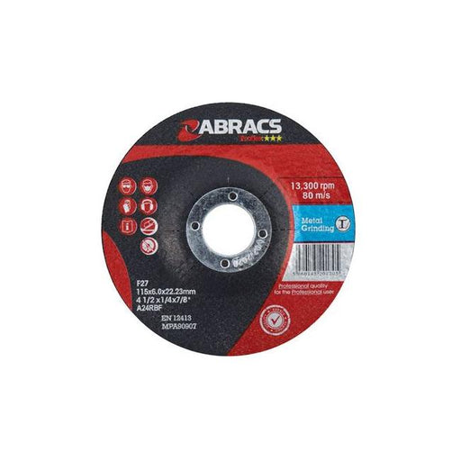 Connect Abracs Metal Grinding Discs 115mm x 6.0mm 10pc 32191 Tool Connection - Town Tools 