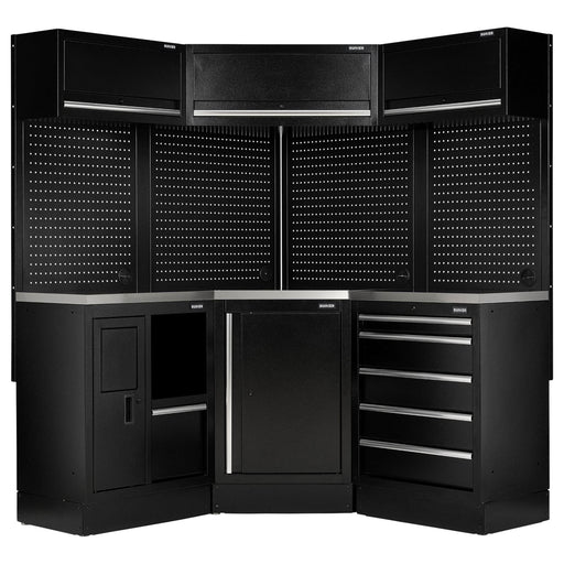 Bunker 18 Piece Modular Storage Corner Combo with Stainless Steel Worktop, 3454mm Draper - Town Tools