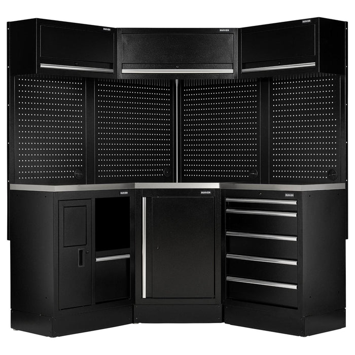 Bunker 18 Piece Modular Storage Corner Combo with Stainless Steel Worktop, 3454mm Draper - Town Tools