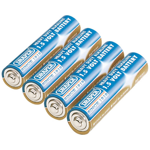 Draper Heavy Duty Alkaline Batteries AAA (Pack of 4) 61833 Draper - Town Tools 