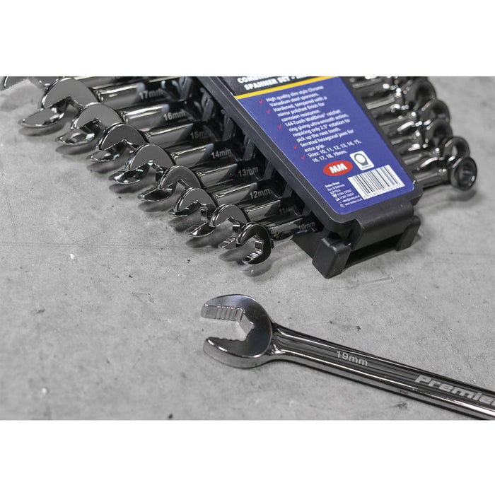 Sealey Combination Ratchet Spanner Set 10pc Extra-Long Metric AK63914 Sealey - Town Tools 