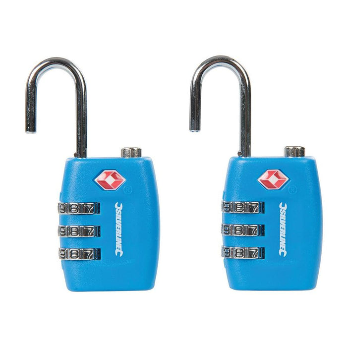 Silverline TSA Combination Luggage Padlocks 2pk 3-Digit Silverline - Town Tools 