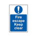 Scan Fire Escape Keep Clear - PVC Sign 200 x 300mm Scan - Town Tools